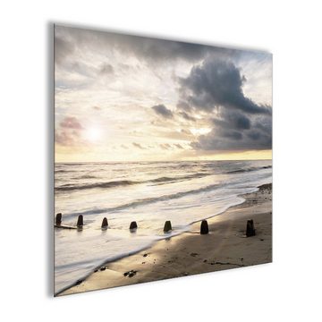 artissimo Glasbild Glasbild 30x30cm Bild Landschaft Meer Strand Sonnenuntergang, Landschaft: Strand