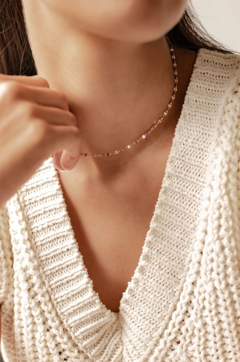 Hey Happiness Choker Rolo Kette Damen, Kurze Edelstahl Halskette ohne Anhänger, wasserfest