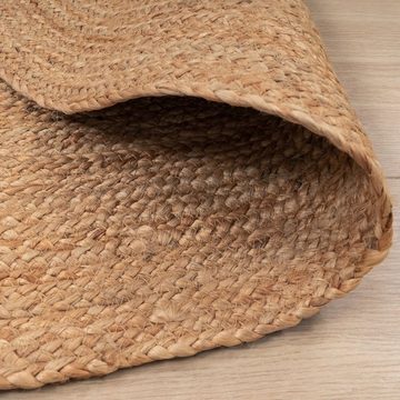 Teppich Wohnzimmer Teppich Jute Rund Modern Boho, TT Home, rund, Höhe: 9 mm