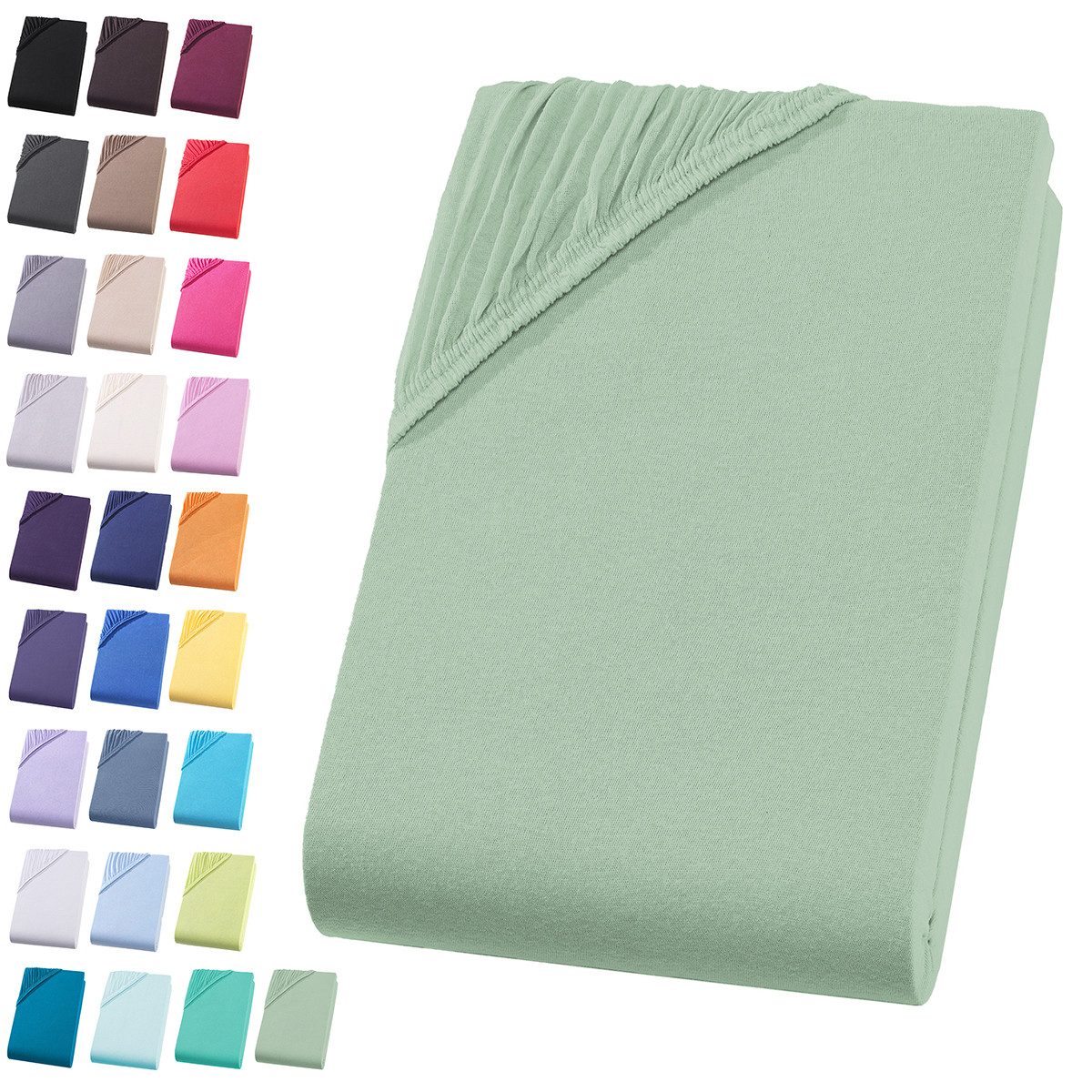 Visaggio Spannbettlaken Jersey aus 100% Baumwolle Boxspringbett / Wasserbett Spannbetttuch, Jersey, Gummizug: rundum, Spannbettlaken, für Matratzenhöhen bis 32 cm, Steghöhe 40 cm