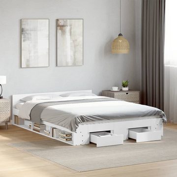 vidaXL Bett Bettgestell mit Schubladen Weiß 160x200 cm Holzwerkstoff
