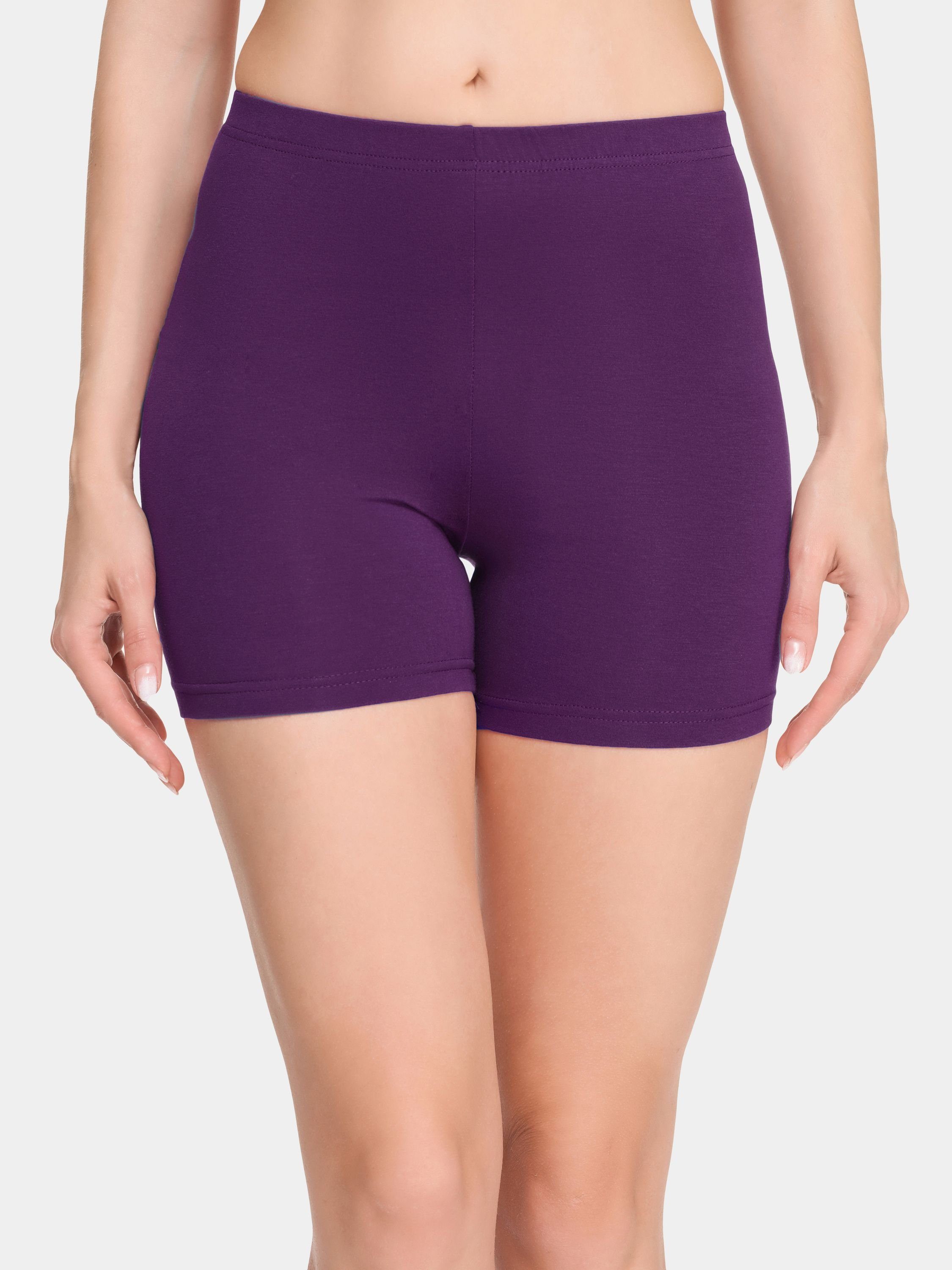 Damen Purpur Hotpants Radlerhose Leggings Style Merry MS10-392 Shorts Boxershorts Bund Unterhose elastischer (1-tlg)