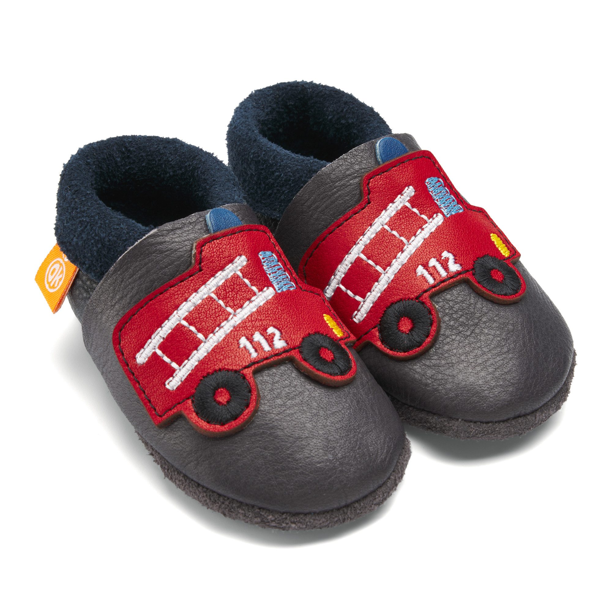 Orangenkinder® Fränkie die Feuerwehr Baby Krabbelschuh pflanzlich gegerbtes Leder, Made in Germany, Atmungsaktiv