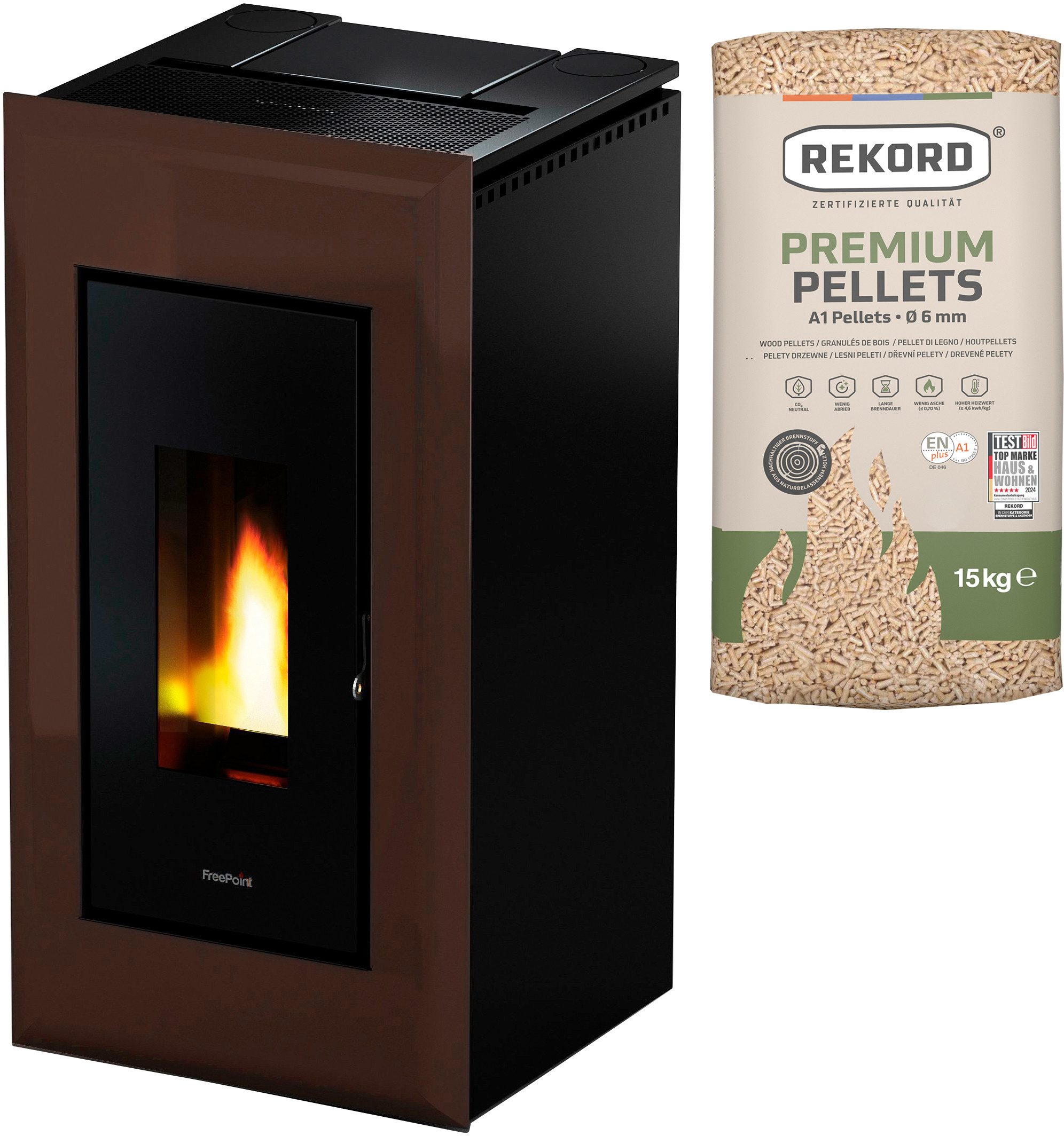 Freepoint Pelletofen Vega airtight, 11 kW, Zeitbrand, 352 W, 230 V
