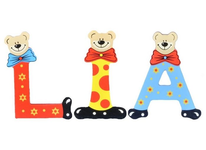 Playshoes Deko-Buchstaben (Set 3 St) Kinder Holz-Buchstaben Namen-Set LIA - sortiert Farben können variieren bunt