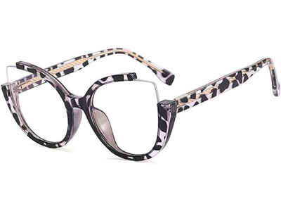 KIKI Brillengestell Halb randlose Vintage Mode Gläser Rahmen Cat Eye Große rahmenlose