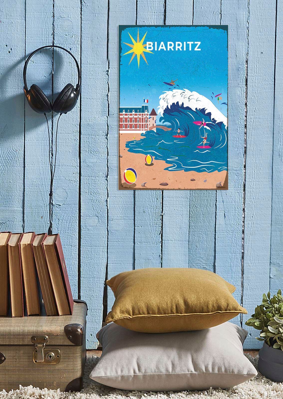 queence Metallbild Biarritz Beach, Meer, Strand, Strandbilder (1 St), Stahlschilder