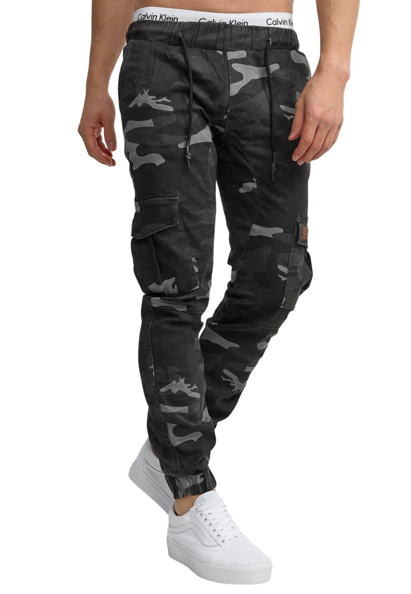 Code47 Slim-fit-Jeans Code47 Herren Chino Pants, Jeans, Slim Fit, (1-tlg) Schwarz Camouflage