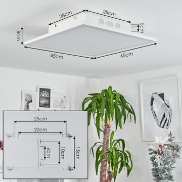 hofstein Panel »Manarola« dimmbares Deckenpanel aus Metall/Kunststoff, Weiß/Holzoptik, 3000 Kelvin, 24 Watt, 120-1500 Lumen, Fernbedienung,Bluetooth