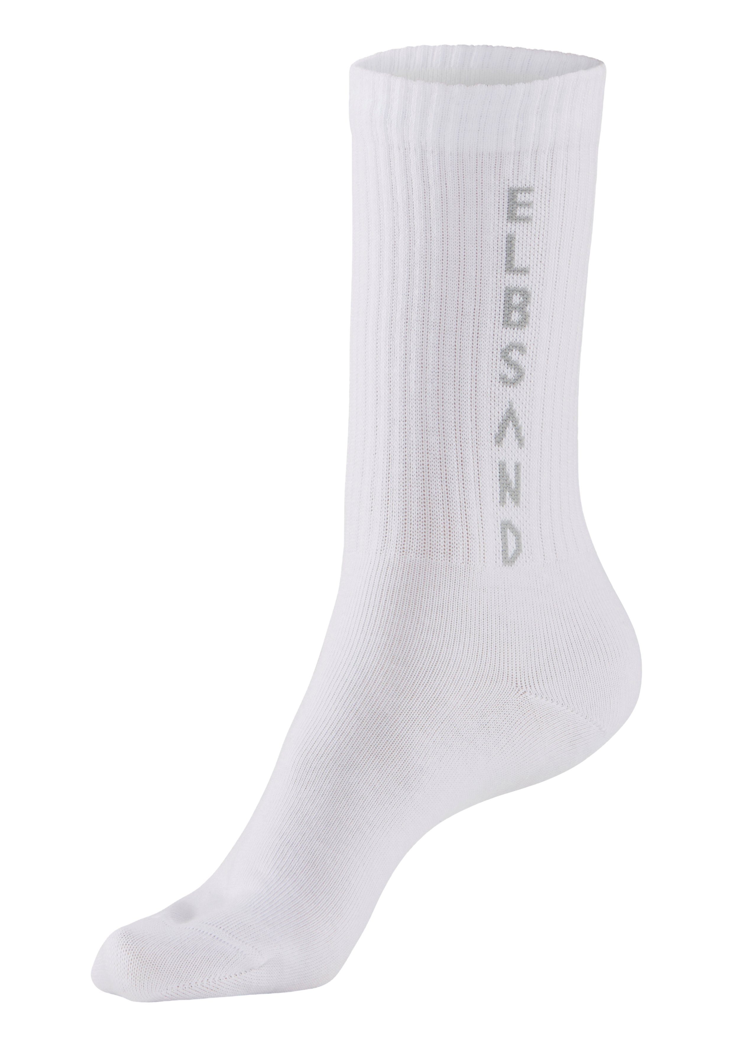 Elbsand Socken (3-Paar) mit weiß 3x Schriftzug eingestricktem