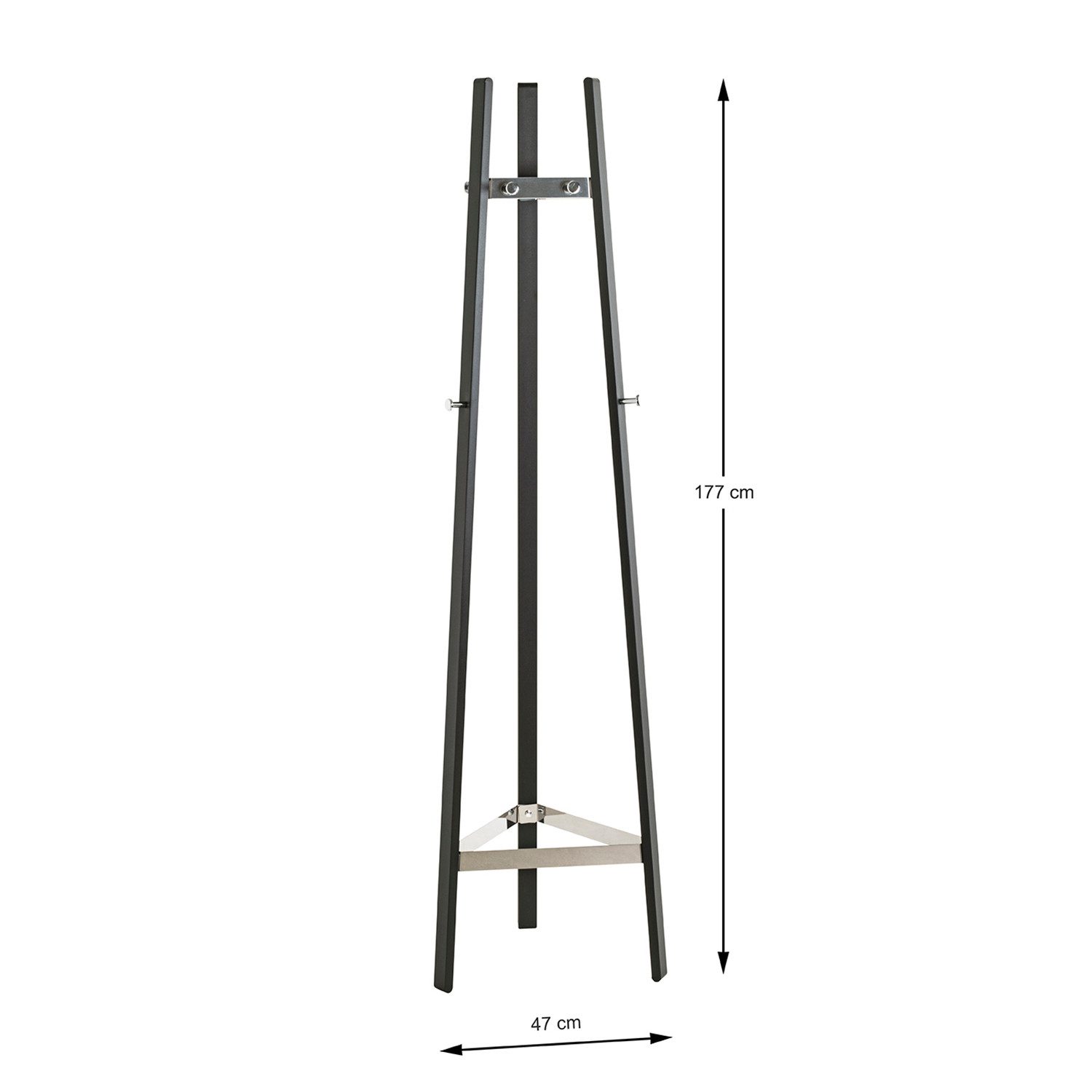 HAKU Garderobenständer PAUL Garderobe - chrom-schwarz - Metall - H. 177cm x B. 47cm, (1xGarderobenständer, Hakenständer - Aufhängeständer), Kleiderständer - Mantelständer - Jackenständer