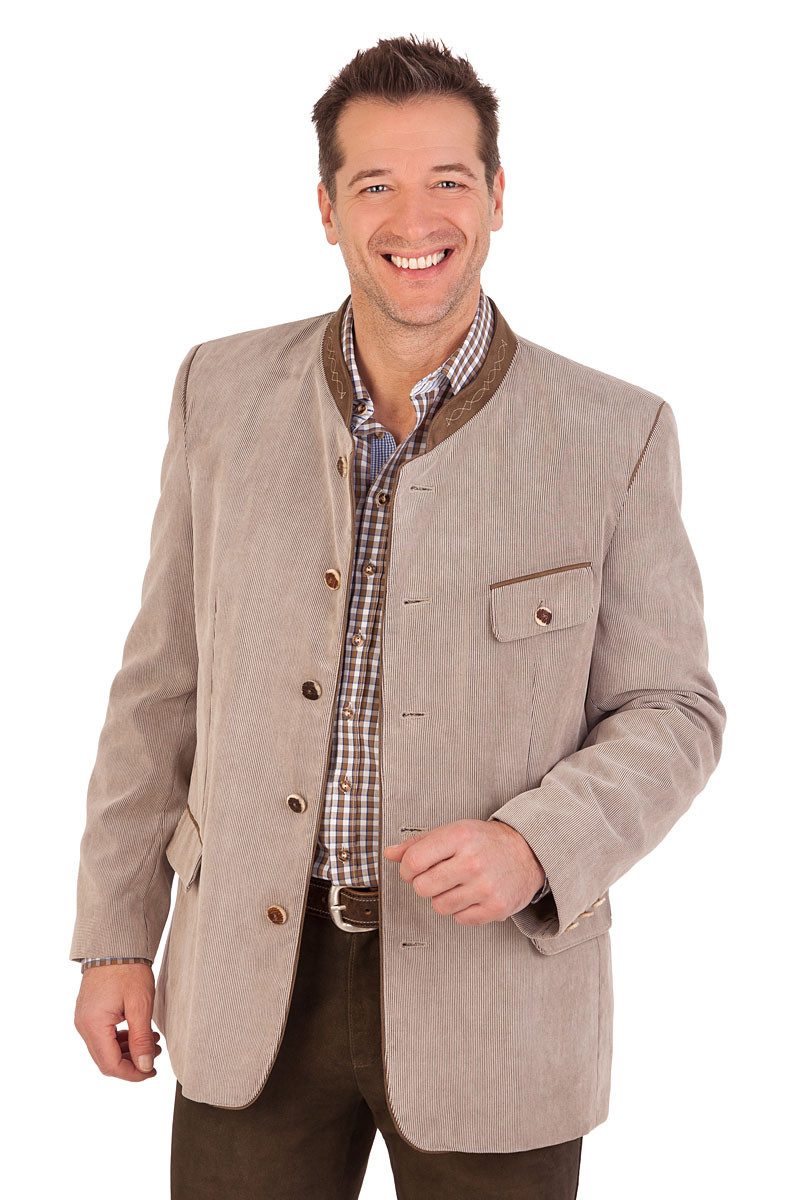 Orbis Textil GmbH & Co. KG Trachtenjanker Janker - CORD/Stehkragen - hellbraun