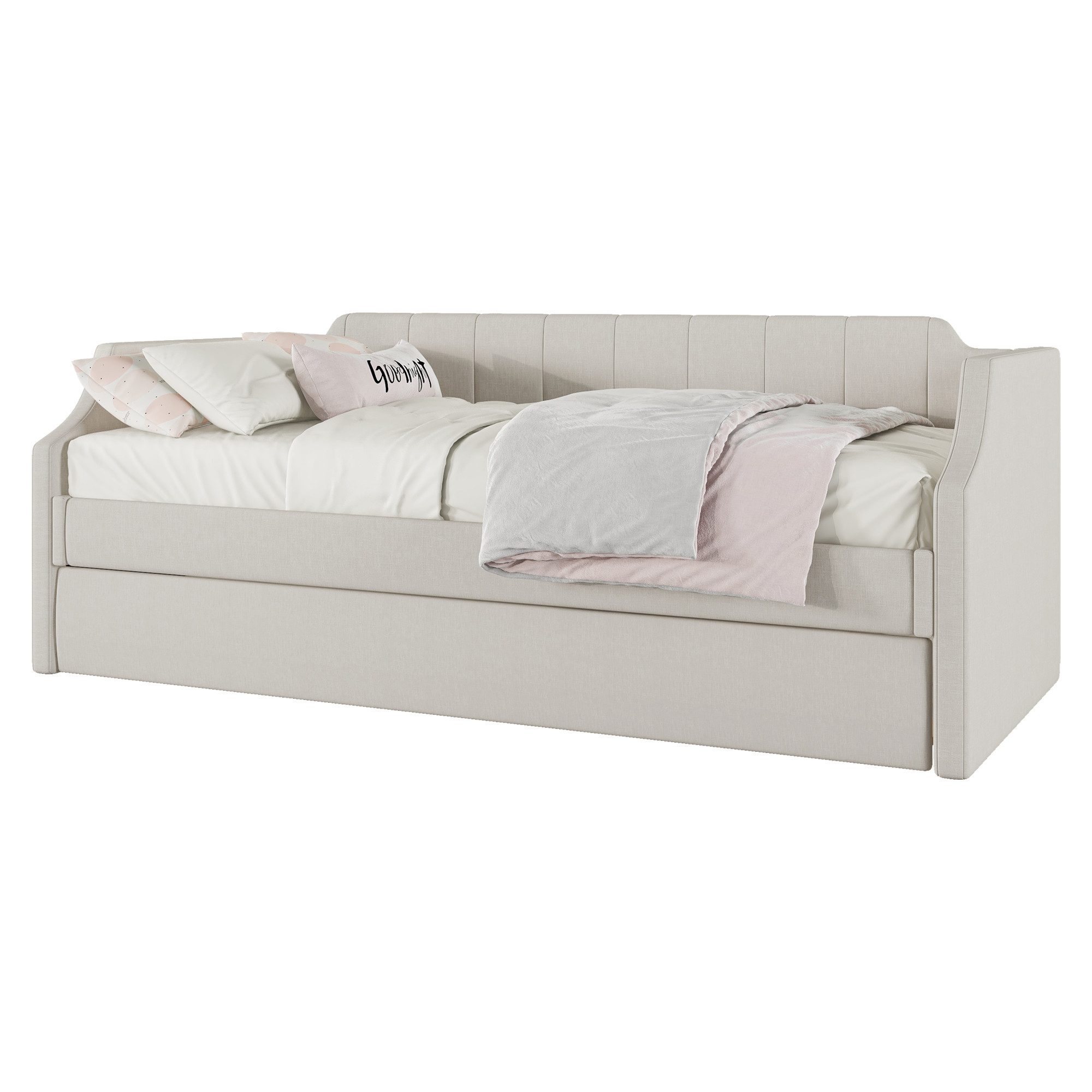 HAUSS SPOLE Einzelbett Schlafsofa Holzbett Schiebebett Kinderbett Einzelbett (Gepolstertes Single Daybed mit Rollbett, 90 x 200(190) cm), Ohne Matratze