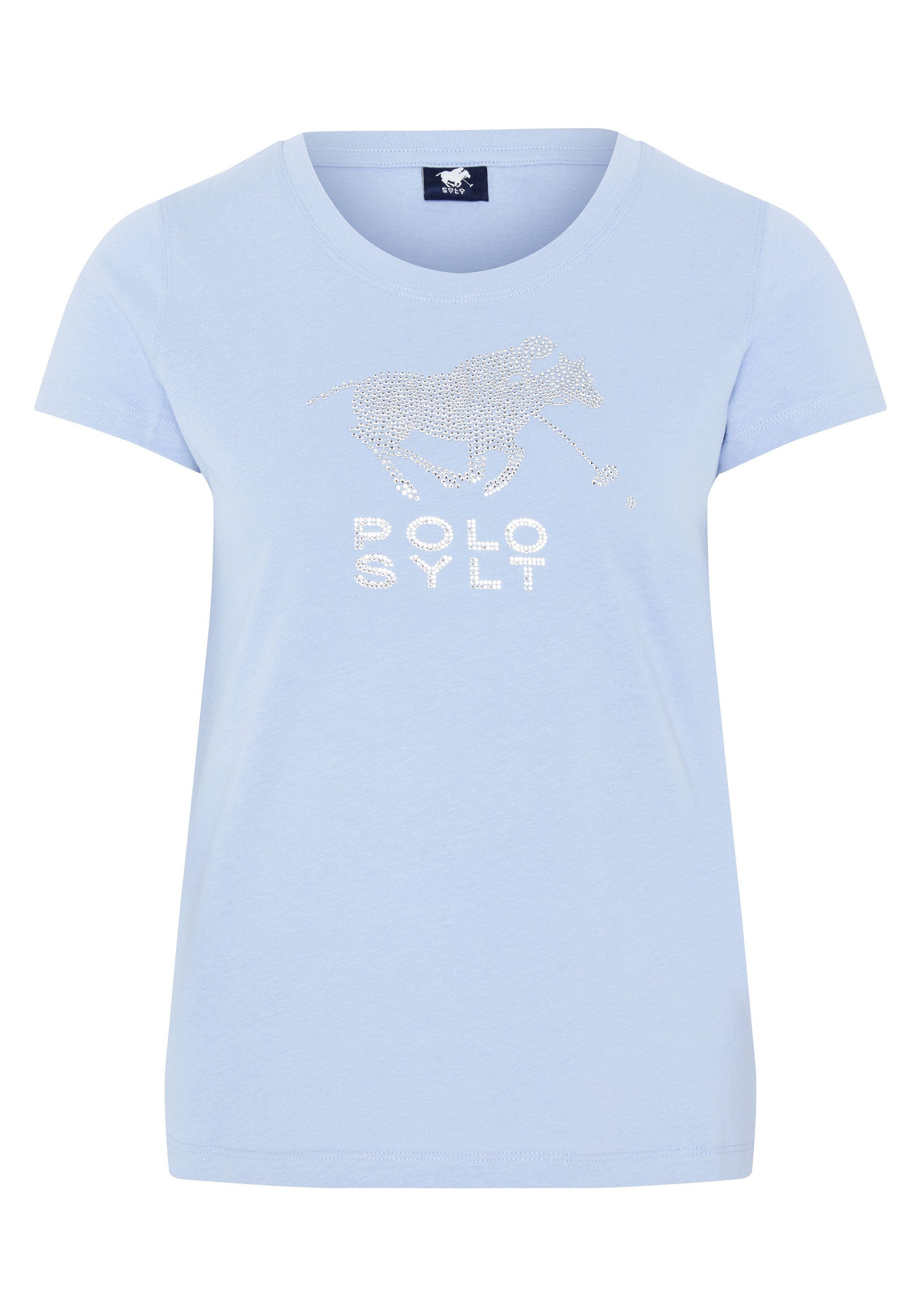 Polo Sylt T-Shirt mit edlen Strasssteinen 16-3922 Brunnera Blue