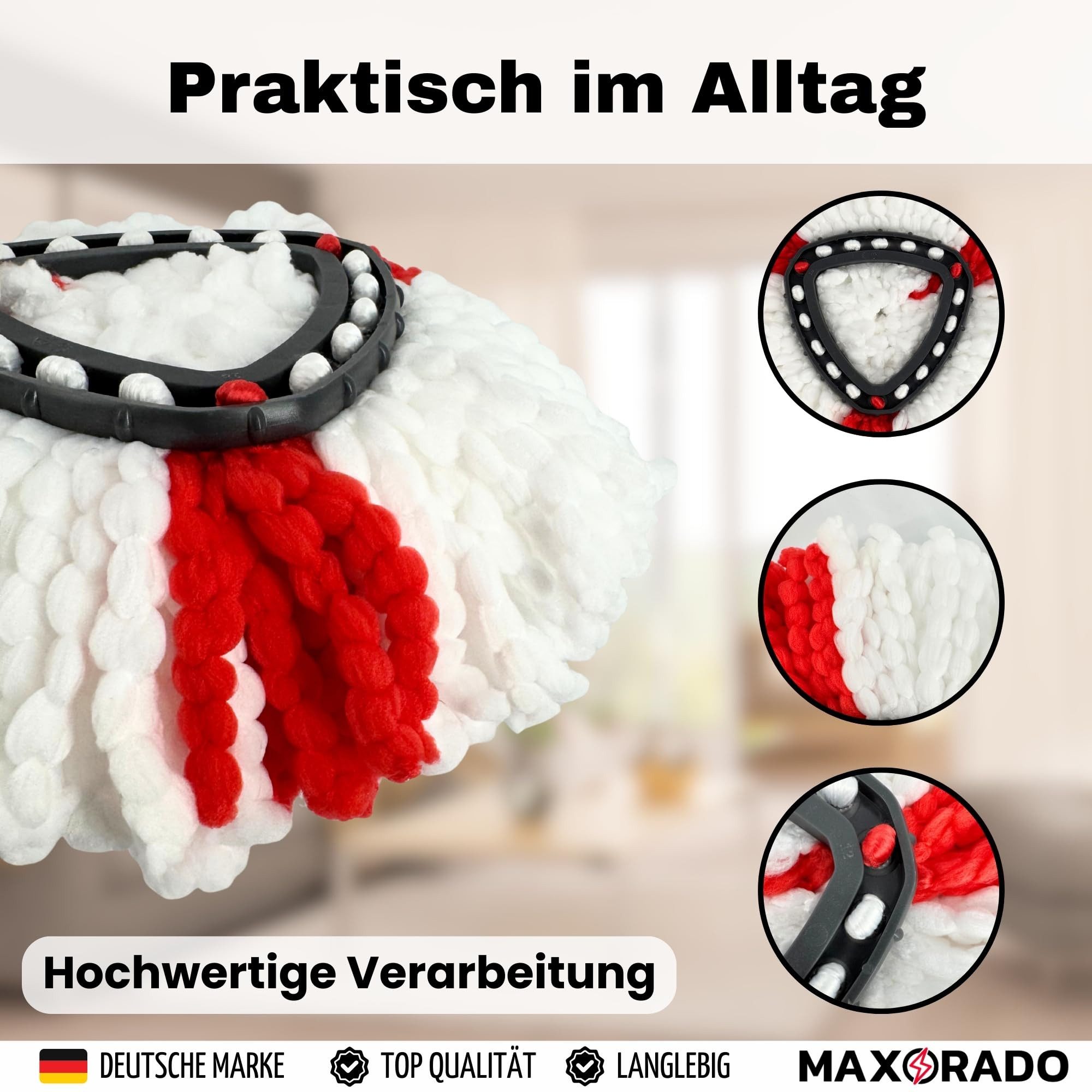 Maxorado 4x für Vileda Easy Wring & clean Ersatzmopp Mikrofaser Ersatzmoppkopf Wischbezug (Mikrofaser, Zubehör, 4-tlg., Easywring für Eimer Ersatzteil, Mopp Kopf Ersatzteil Ersatzköpfe box)