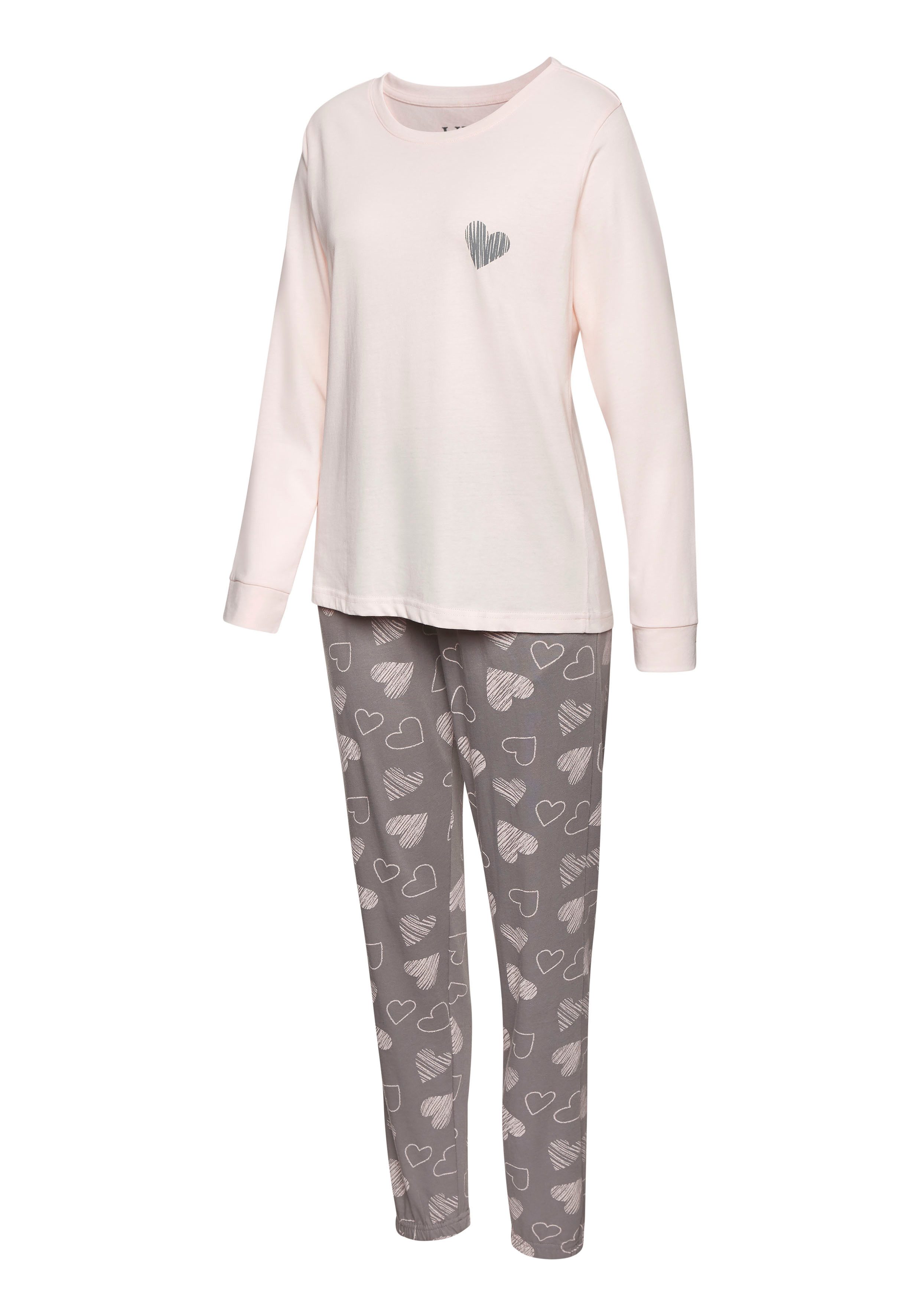 Vivance Dreams by Lascana Pyjama mit süßem Herzchen-Print – Bild 5 von 5