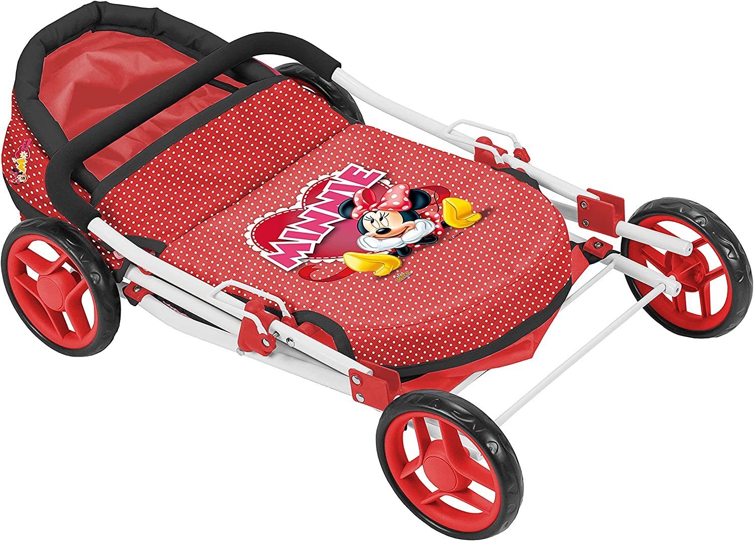 Disney Puppenwagen Minnie Maus, in Rot, klappbarer Spielzeug Kinderwagen  für Mädchen ab 3 Jahren