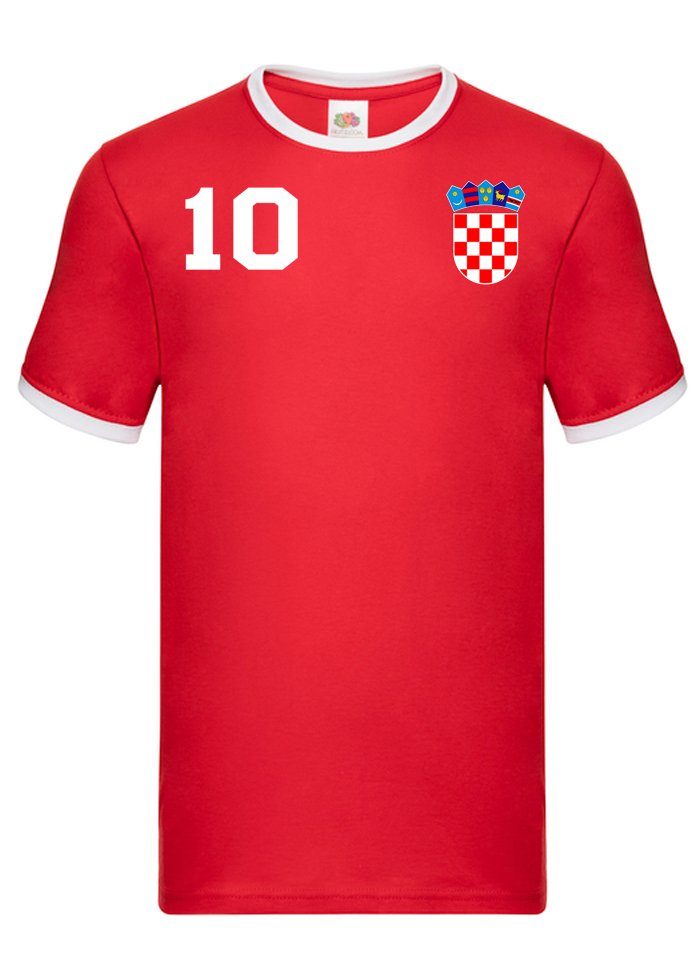 Blondie & Brownie T-Shirt Herren Kroatien Hrvatska Sport Trikot Fußball Meister WM Europa EM Weiss/Rot