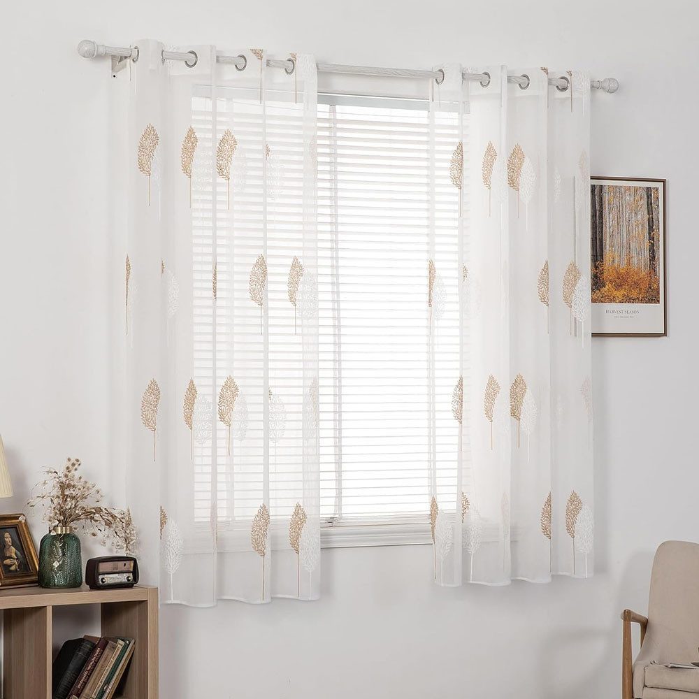 NUODWELL Gardine 2er Set Wohnzimmer Vorhänge, günstig online kaufen