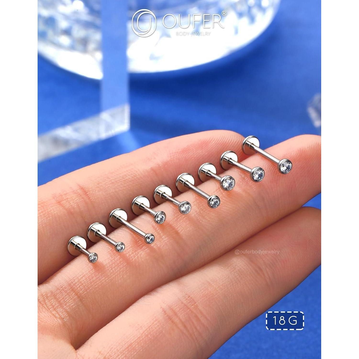 LuxusKollektion Nasenpiercing-Set 3PCS 20/18G Nasenpiercing Stecker Chirurgenstahl 316L 6/8/10mm CZ