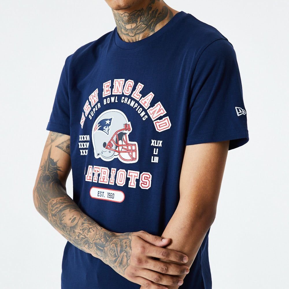 New Era Era New NEW NFL Print-Shirt Tee Wordmark PATRIOTS T-Shirt Helmet and ENGLAND