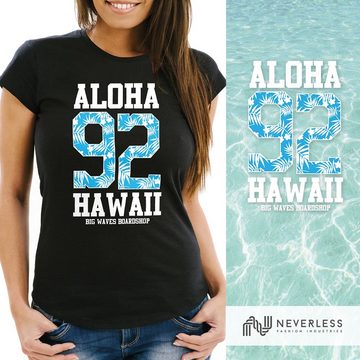 Neverless Print-Shirt Damen T-Shirt Aloha Hawaii Summer Palm Leafs Slim Fit Neverless® mit Print