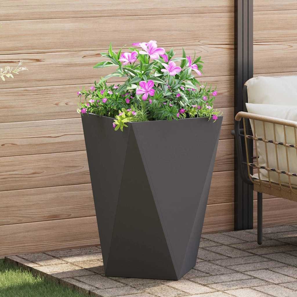 vidaXL Blumentopf Pflanzkübel Schwarz 50 x 50 x 75 cm Stahl (1 St) – Bild 2 von 5