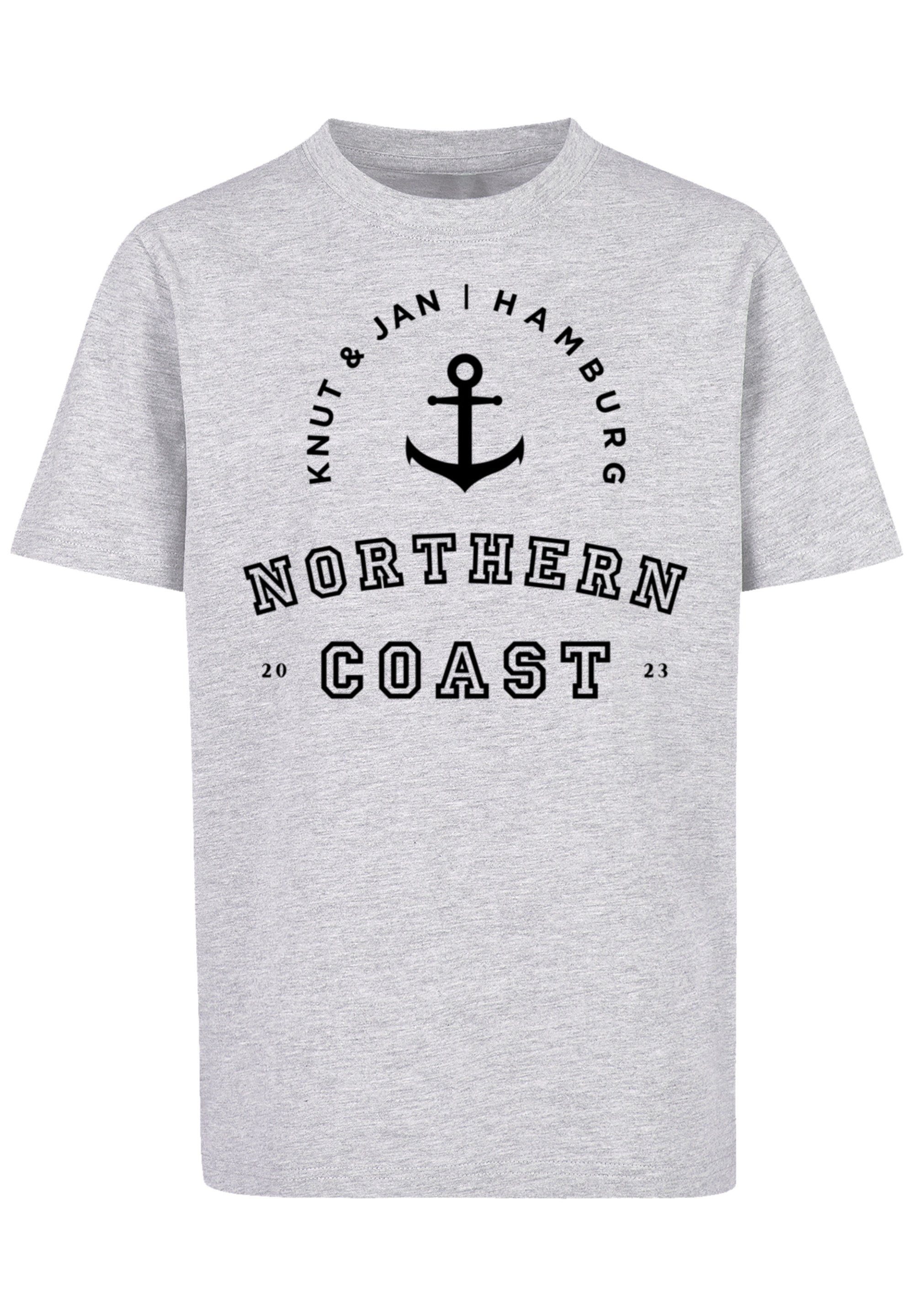 F4NT4STIC T-Shirt Northern Coast Knut Jan Hamburg Print grey & heather