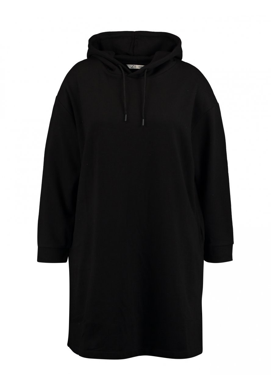 Z-One Shirtkleid Hoodie Mini Kleid Übergröße Pullover Sweater Dress Plus Size SWERA (lang) 5096 in Schwarz | Shirtkleider
