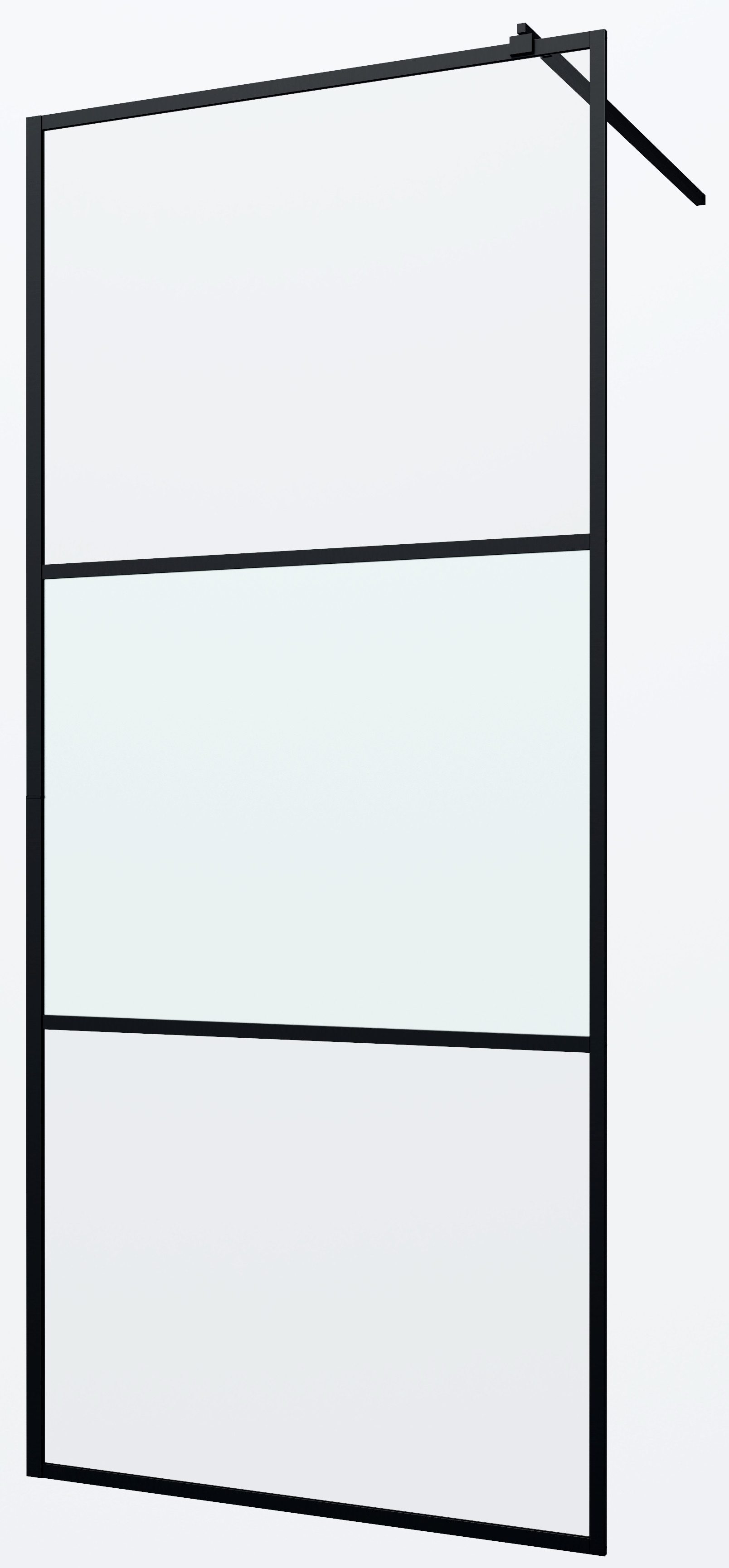 welltime Walk-in-Dusche Walk-In Foggy Black, Sicherheitsglas, Milchglaseinsatz für perfekten Sichtschutz