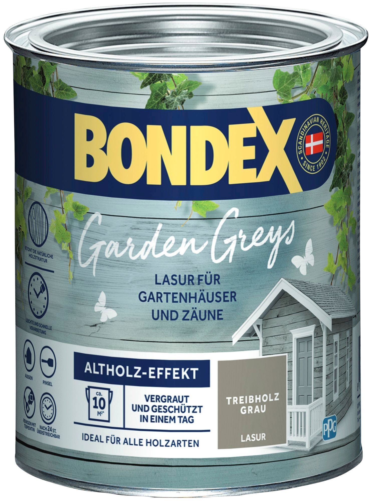 0,75 Bondex Holzschutzlasur Treibholz Greys, Liter Grau, Inhalt Garden