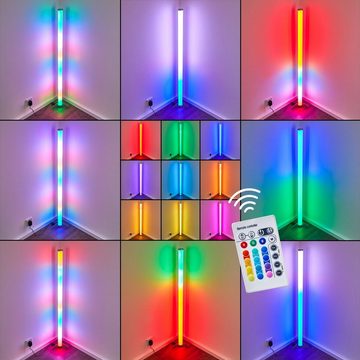 hofstein Stehlampe »Maiaso« aus Metall in Nickel-matt mit weißer Kunststoffröhre, RGB Kelvin, 6 Watt, 120cm Höhe, Stehleuchte mit RGB Farbwechsler und Fernbedienung