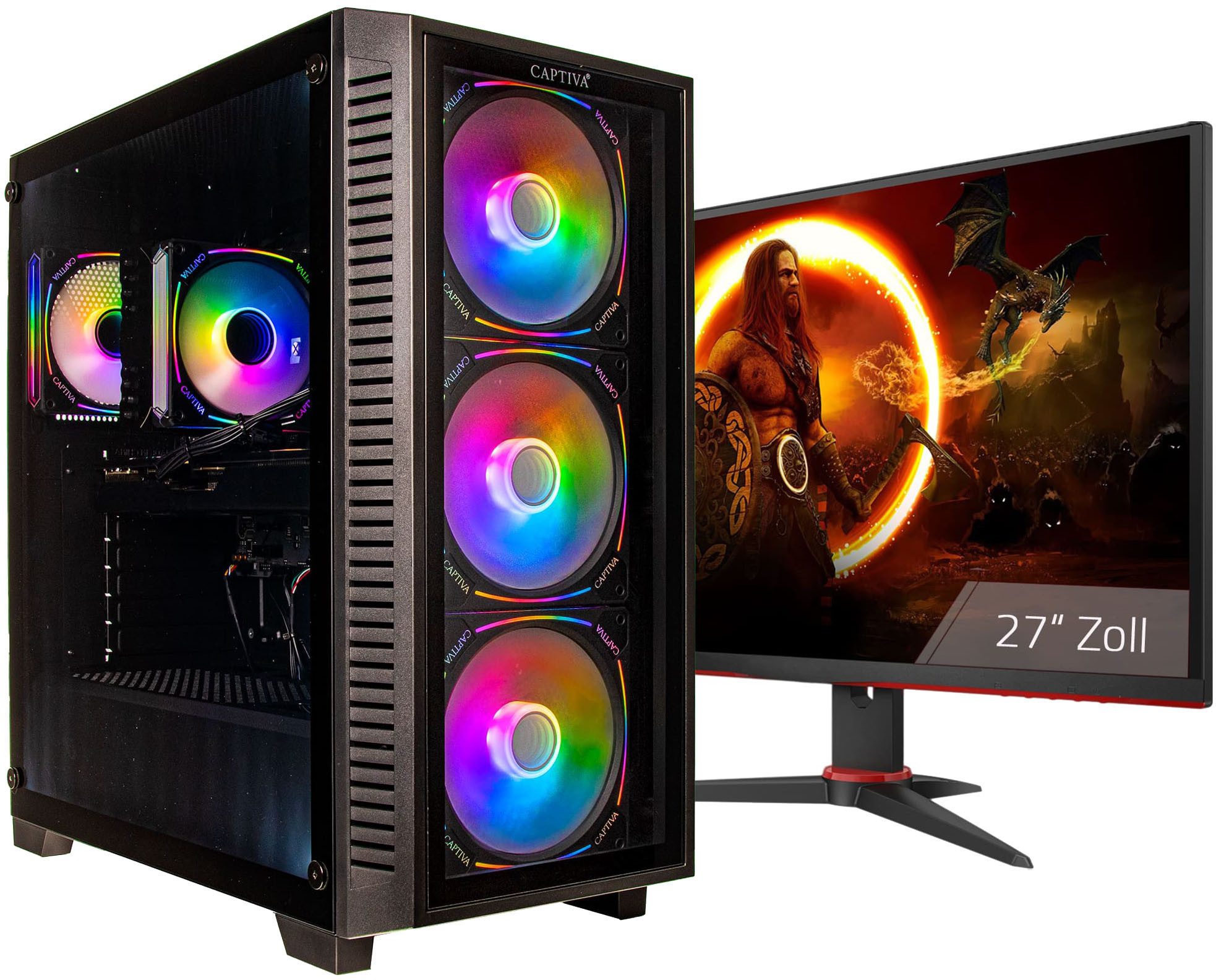 CAPTIVA Advanced Gaming R94-848 TFT Bundle Gaming-PC-Komplettsystem (27", AMD Ryzen 5 7500F, GeForce® RTX™ 5060, 32 GB RAM, 1000 GB SSD)