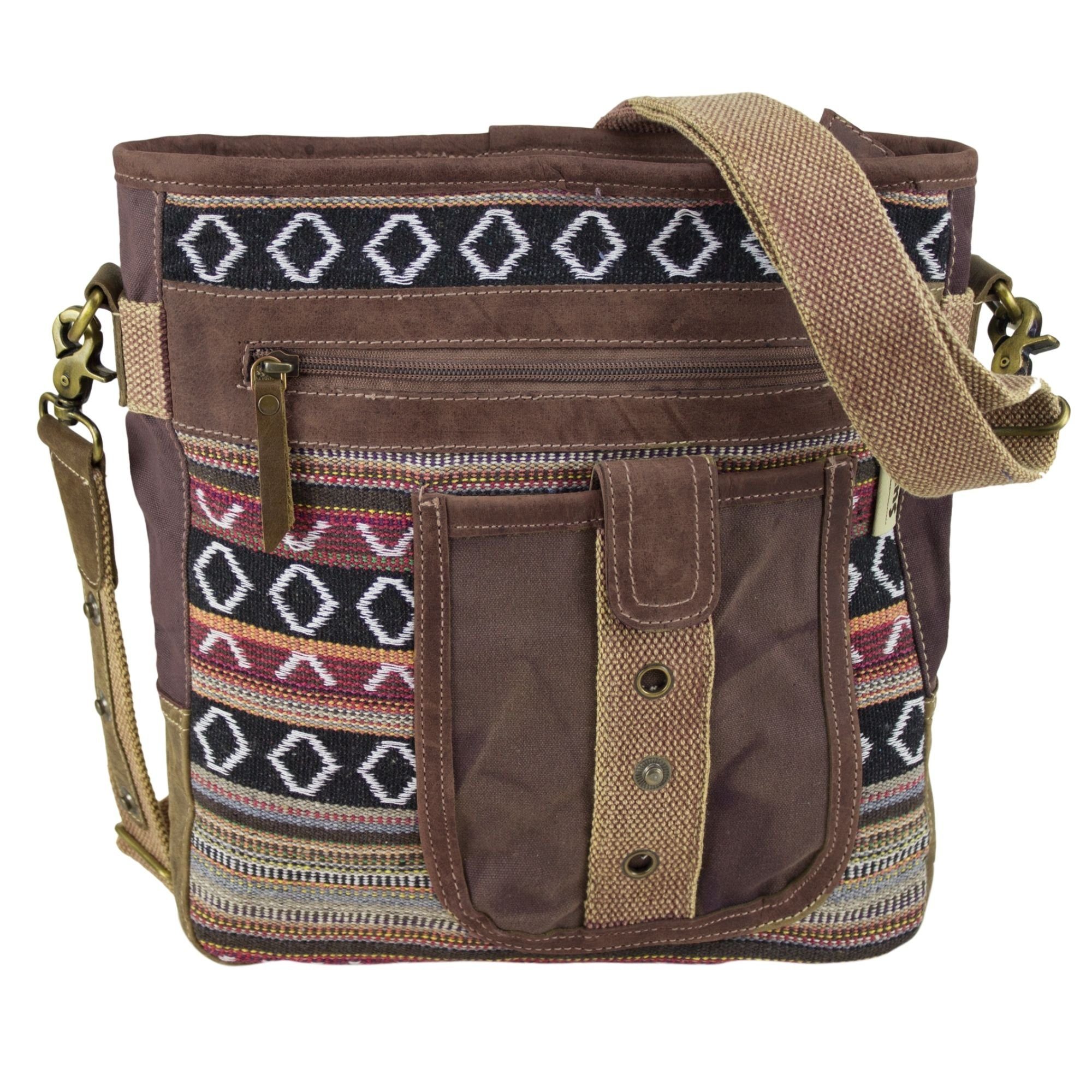 Umhängetasche braune Canvas Schultertasche. mittelgroß Crossbody Tasche