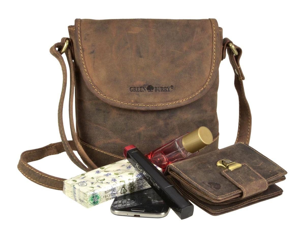 Greenburry Handtasche "Vintage" Leder, used Look, Umhängetasche, Schultertasche, 19x21cm