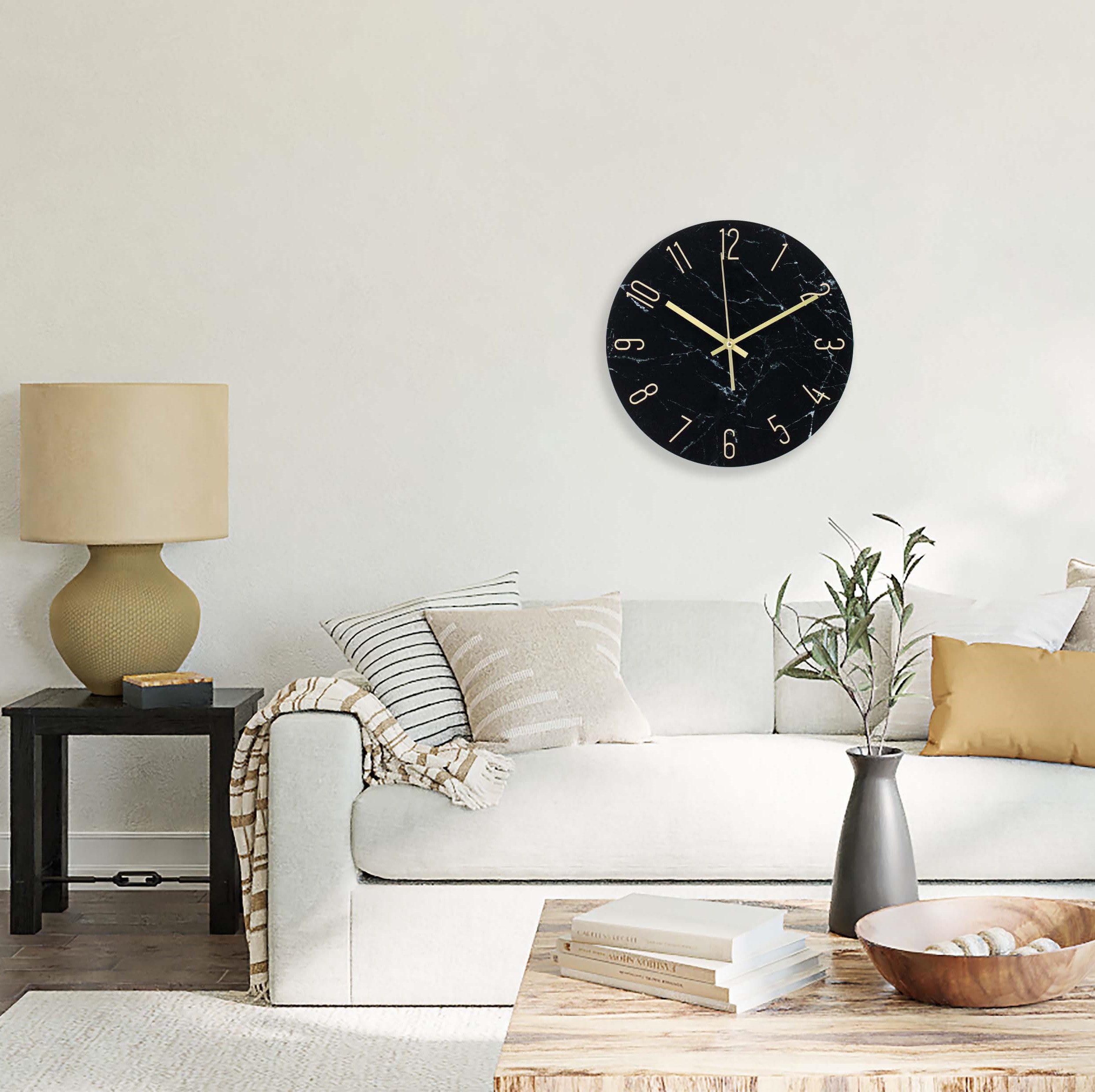 K&L Wall Art Wanduhr Steinoptik Glasuhr Analoge Wanduhr aus Glas Uhr Marmor günstig online kaufen