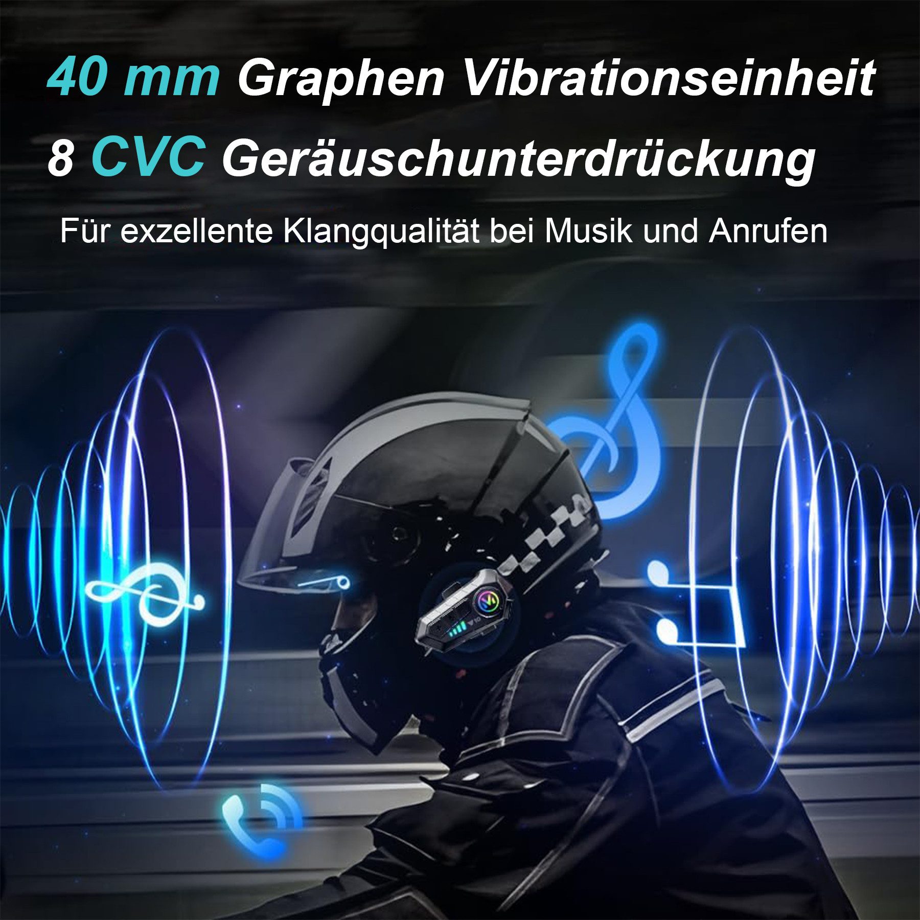 Senmudi Motorradhelm Helm Headset,Motorrad Helm Bluetooth Headset,Motorrad Intercom Headset