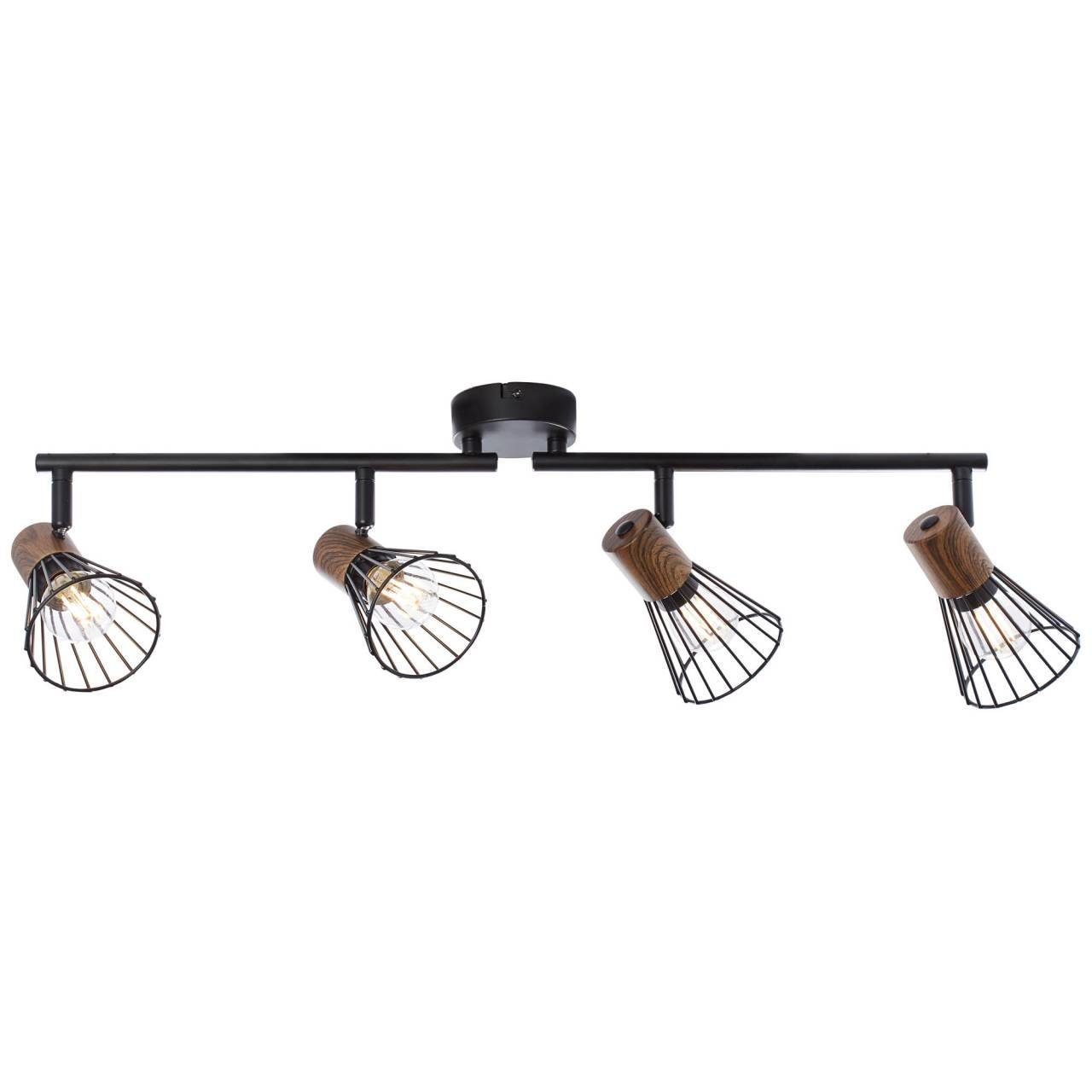 Brilliant Deckenleuchte Manama, Lampe Manama Spotrohr 4flg holz dunkel/schwarz  matt 4x D45, E14, 18W