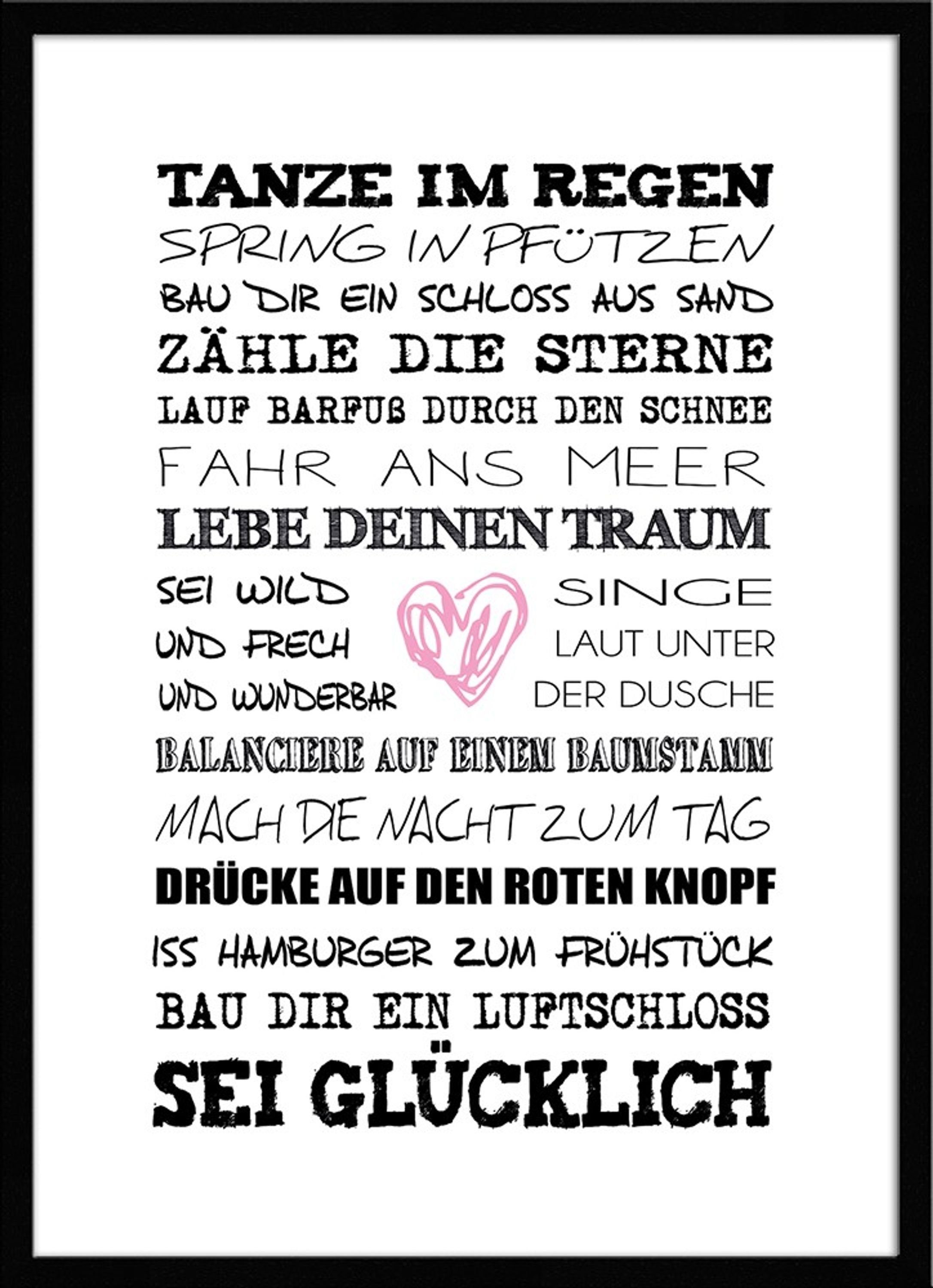 artissimo Bild mit Rahmen SpruchBild gerahmt 51x71cm / Poster mit