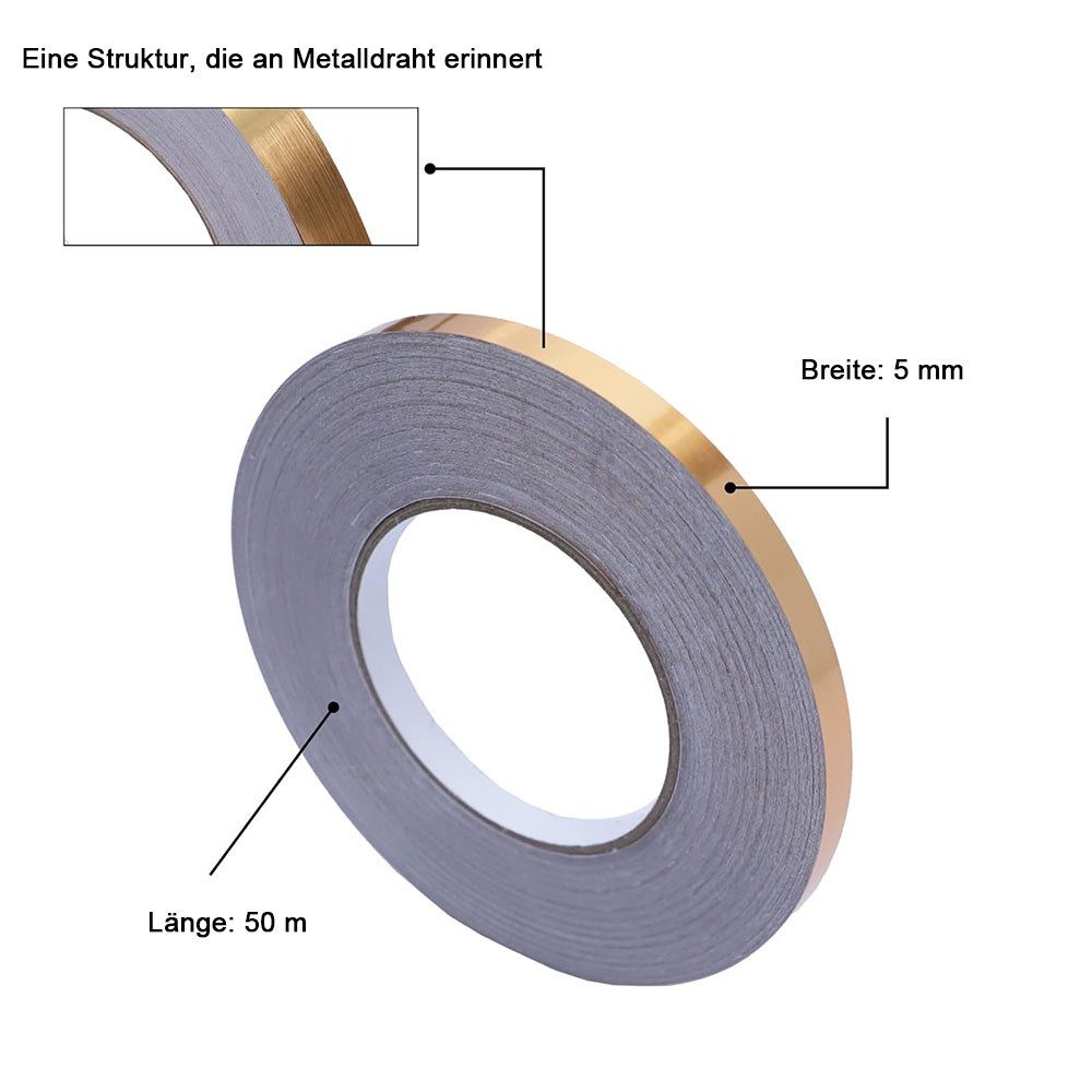 TUWENA Schneckenkante 3 Rollen Metallband Selbstklebend Leiste, 5mmX50m, 3-St. – Bild 2 von 5