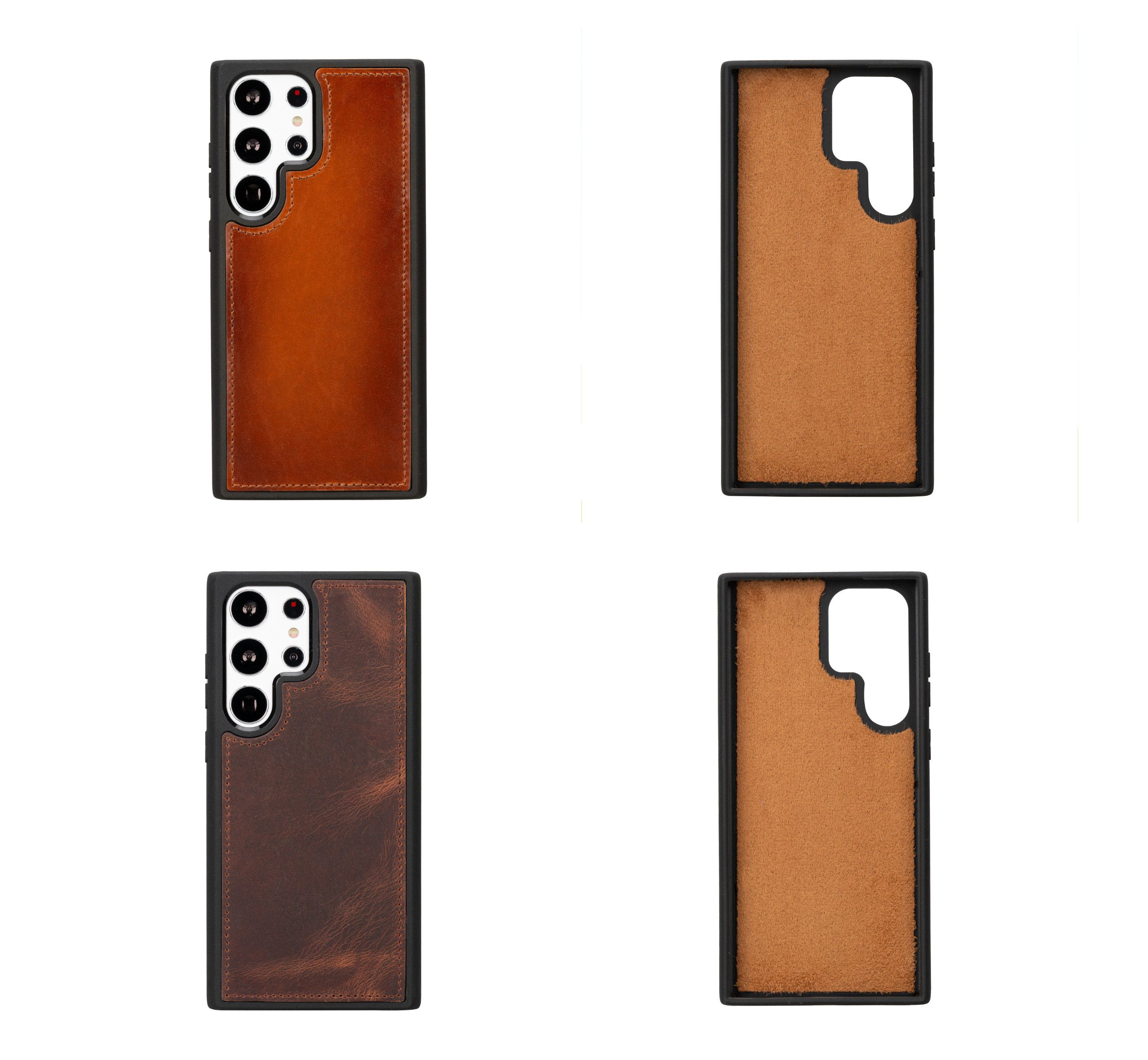 Renna Leather Handyhülle für Samsung S25 Ultra / Plus Echtes Leder abnehmbar Klapphülle