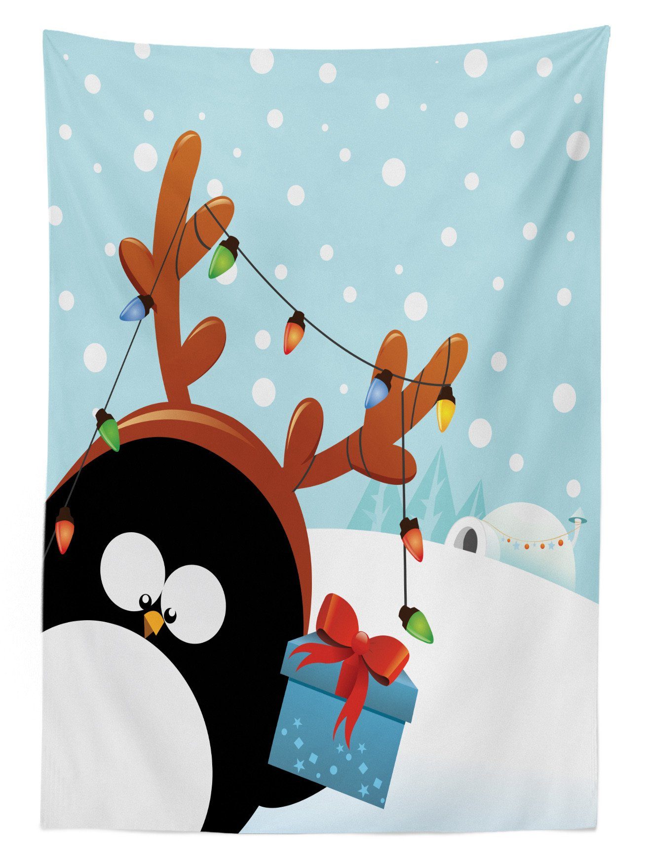 Klare Abakuhaus Weihnachten Außen Waschbar Hirschgeweih Tischdecke Pinguin geeignet Farbfest Für mit den Farben, Bereich