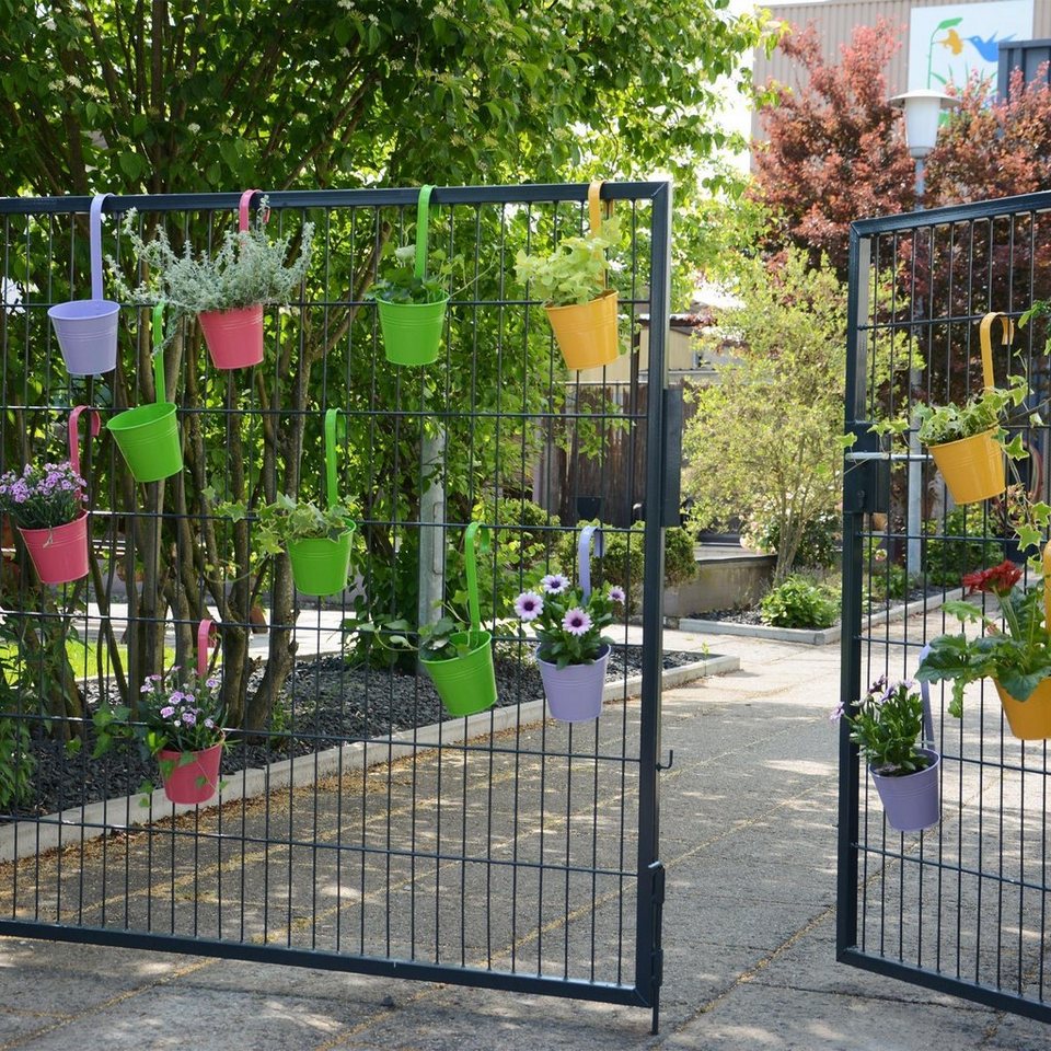 UNUS GARDEN Blumentopf Hängetöpfe bunt (14er Set), Hängeblumentöpfe aus  Metall in sommerlichen Farben, für Pflanzen