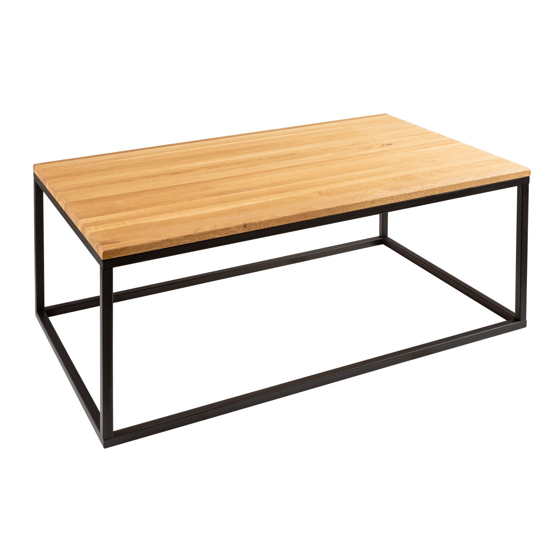 riess-ambiente Couchtisch ARCHITECTURE 100cm natur / schwarz (Einzelartikel, 1-St), Wohnzimmer · Wildeiche-Massivholz · Metall · geölt · Industrial Design