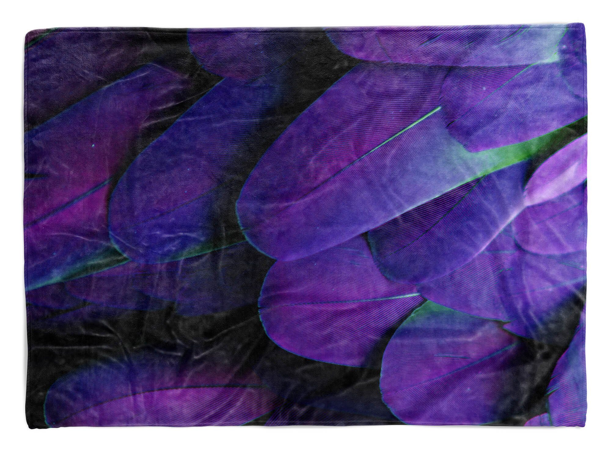 Handtücher Handtuch mit Saunatuch Baumwolle-Polyester-Mix Strandhandtuch Kuscheldecke Fotomotiv Sinus Federn (1-St), Federkleid, Art Handtuch