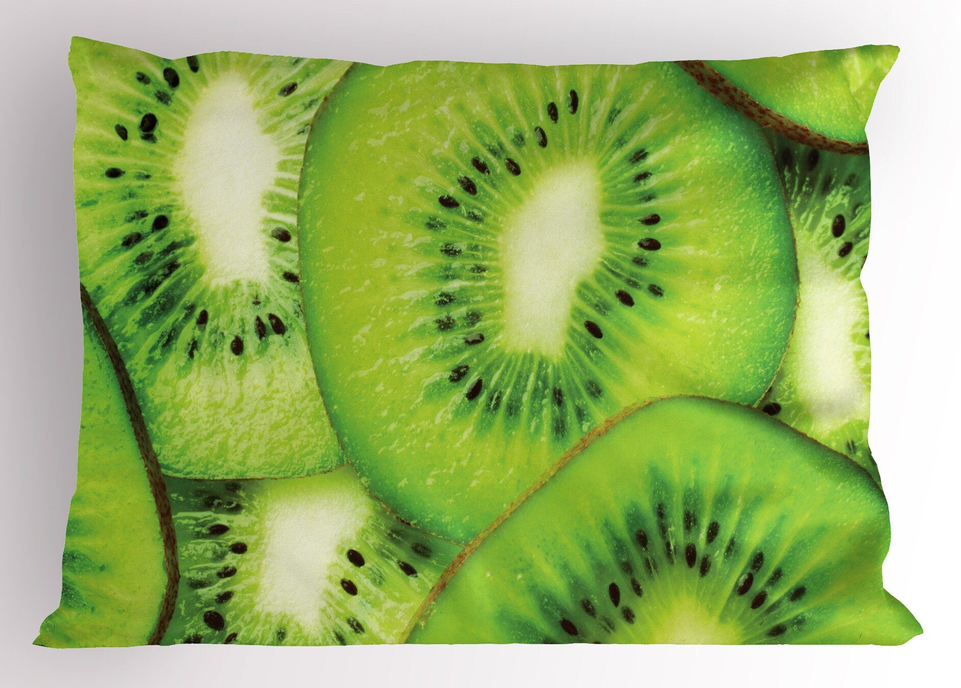 (1 Size King Stück), Dekorativer Kiwi Früchte Scheiben Kissenbezug, Standard Abakuhaus Exotische Makro Kissenbezüge Gedruckter