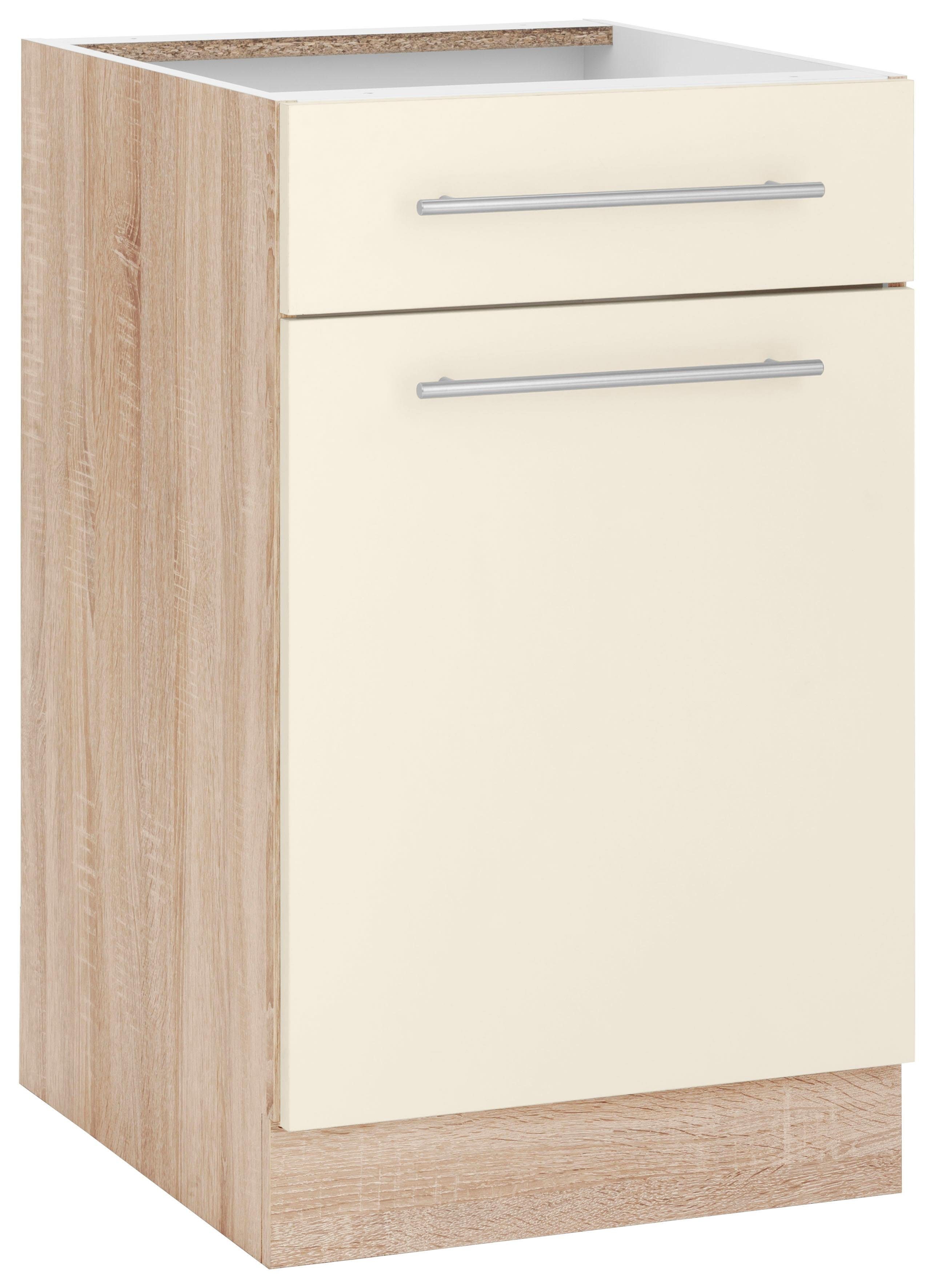wiho Küchen Unterschrank Flexi2, Breite 50 cm, Soft-Close bei der Tür mit Schubkasten, inkl. verstellbaren Einlegeboden