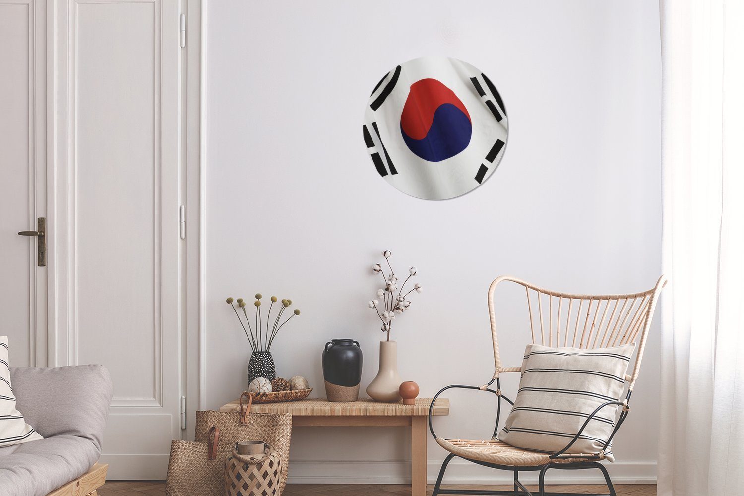 Südkorea, MuchoWow Wandbild, Gemälde Wanddekoration der Nahaufnahme cm 30x30 (1 Rundes Flagge Forex, St), von Kreis Wohnzimmer,