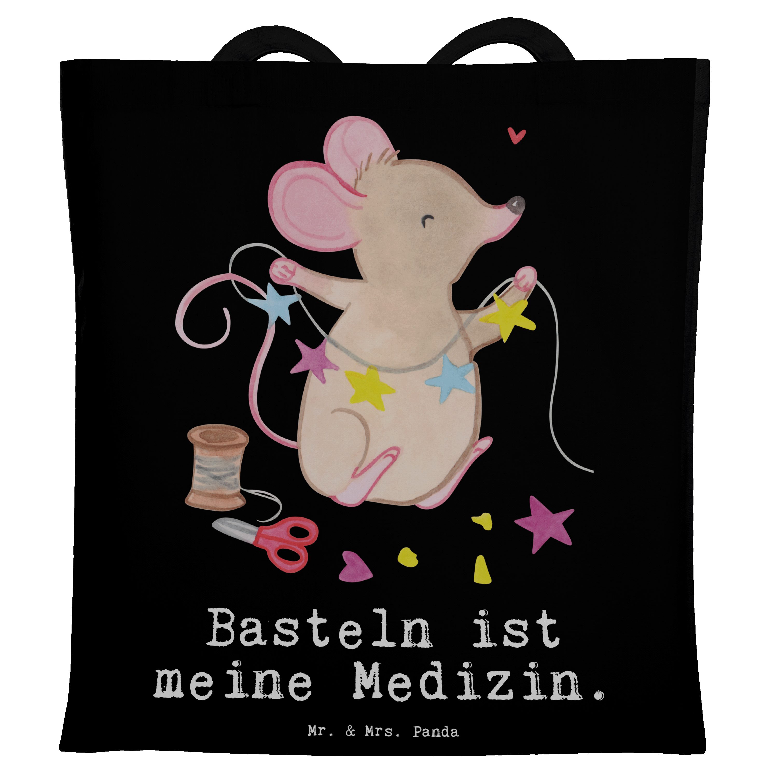 Mr. & Mrs. Panda Tragetasche Maus Basteln Medizin - Schwarz - Geschenk, Einkaufstasche, DIY, Danke (1-tlg)
