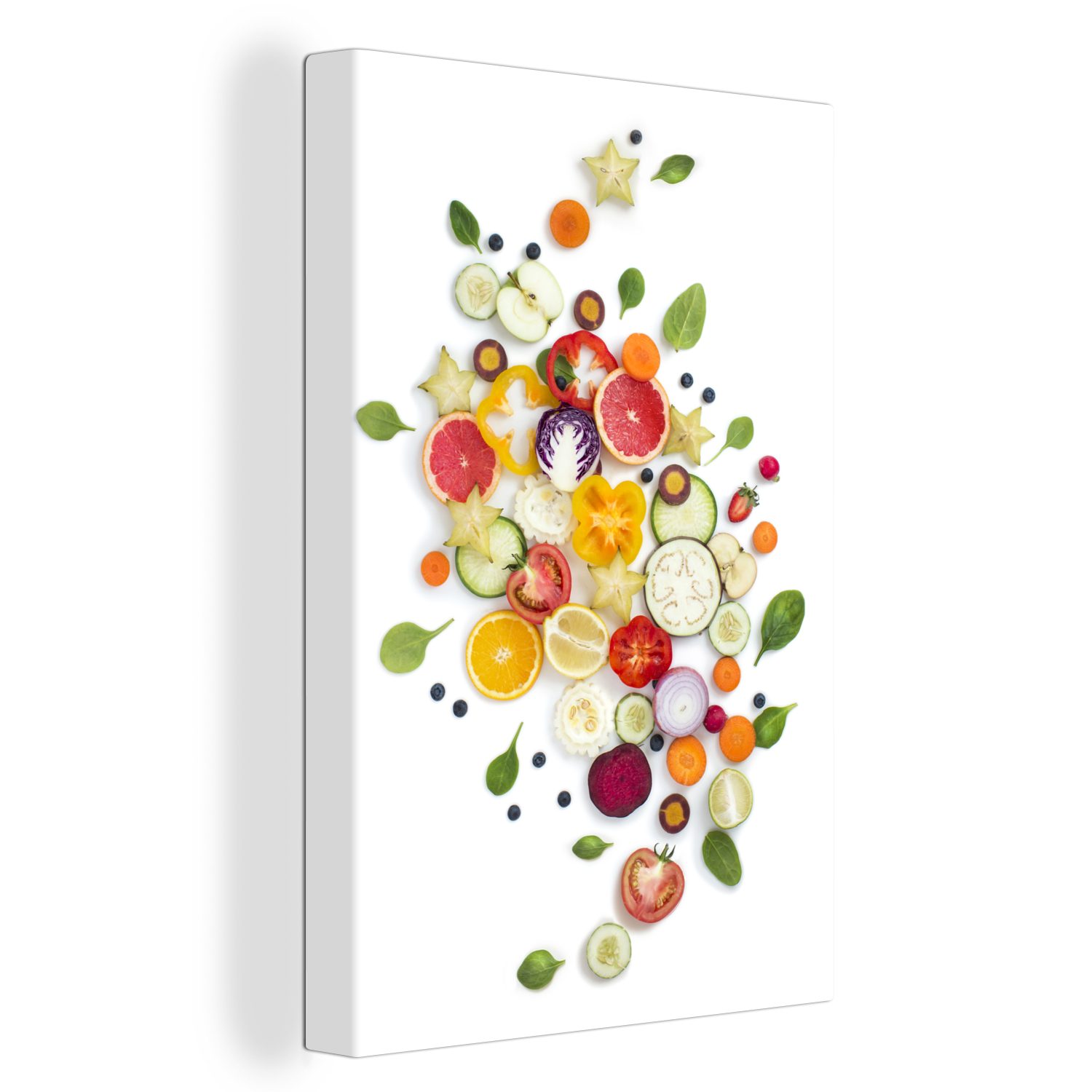 OneMillionCanvasses® Leinwandbild Obst - Gemüse - Weiß, (1 St), Leinwandbild fertig bespannt inkl. Zackenaufhänger, Gemälde, 20x30 cm